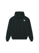 juodas unisex megztinis su katino aplikacija